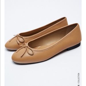 Zara leather ballerina flats